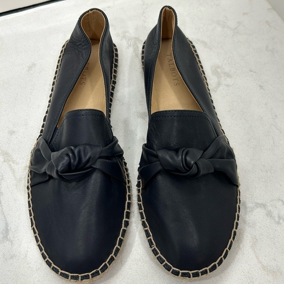 Talbots Izzy Knot Nappa Espadrille Flats Leather Black Round Toe Size 10 NWT - Picture 2 of 16